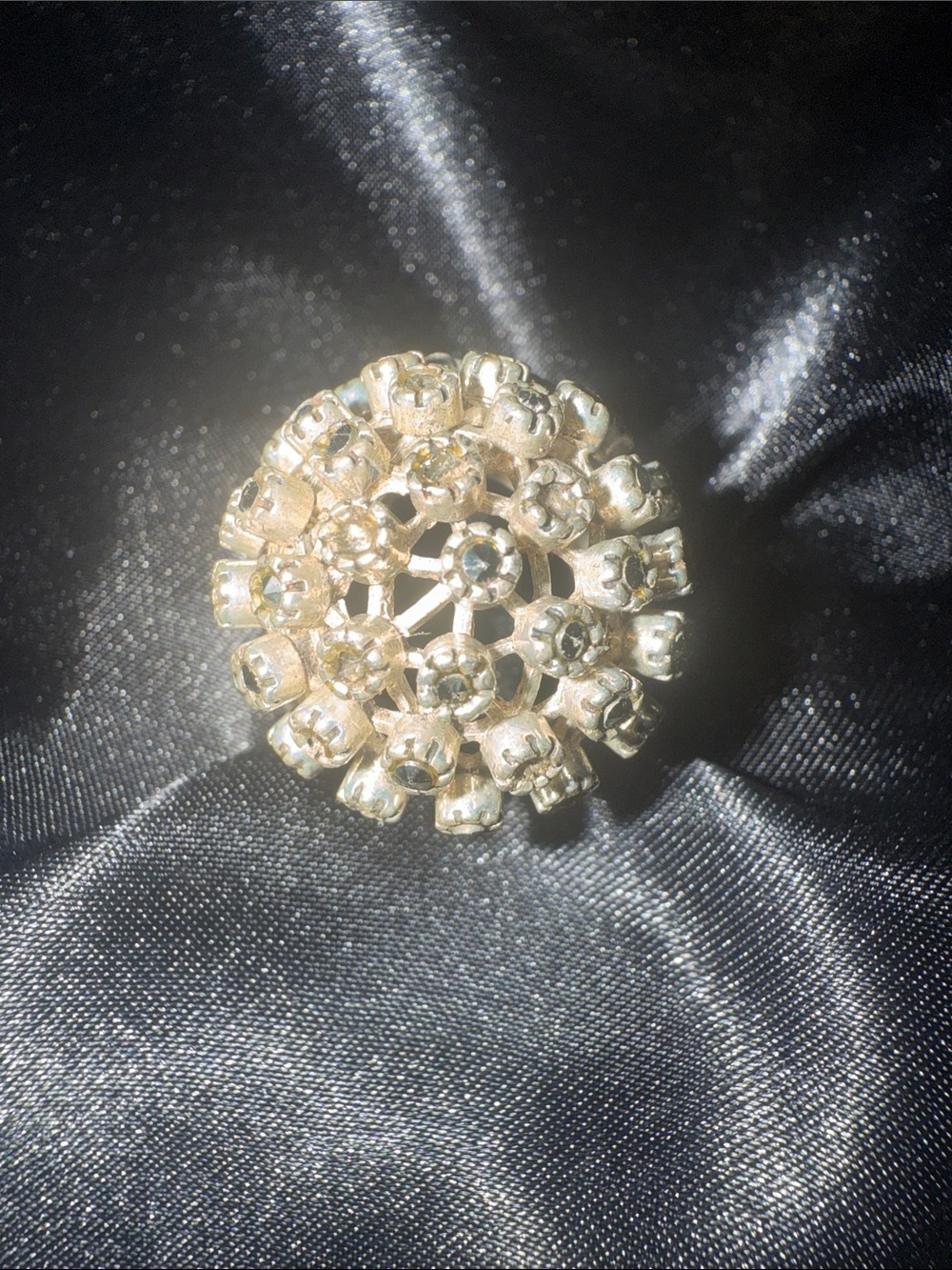 Vintage 925 Sterling Silver Marcasite Sputnik Ring.